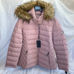Tommy Hilfiger TH Flex Women’s Pink Jacket with removable hood with faux fur